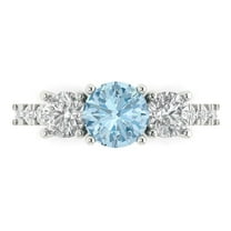 1.97 ctw 3 Stone Anniversary Ring for Women | Round Cut Natural Sky Blue Topaz | Hyperallergenic Solid 18K White Gold