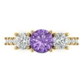 thumbnail image 1 of 1.97 ctw 3 Stone Anniversary Ring for Women | Round Cut Simulated Alexandrite | Hyperallergenic Solid 18K Yellow Gold, 1 of 5