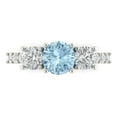 thumbnail image 1 of Clara Pucci 14K White Gold Solid Gold Blue Three-Stone Anniversary Ring for Women - 1.97 cttw Round Cut, 1 of 8