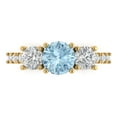 thumbnail image 1 of Clara Pucci 14K Yellow Gold Solid Gold Blue Three-Stone Anniversary Ring for Women - 1.97 cttw Round Cut, 1 of 8