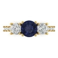 thumbnail image 1 of 1.97 ct Round Cut Simulated Blue Sapphire Three-Stone Engagement Ring for Women in 18K Yellow Gold, 1 of 5
