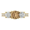 thumbnail image 1 of 1.97 ctw 3 Stone Anniversary Ring for Women | Round Cut Simulated Champagne Diamond | Hyperallergenic Solid 18K Yellow Gold, 1 of 5