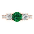 thumbnail image 1 of 1.97 ctw 3 Stone Anniversary Ring for Women | Round Cut Simulated Emerald | Hyperallergenic Solid 18K Rose Gold, 1 of 5