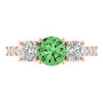 thumbnail image 1 of Clara Pucci 14K Rose Gold Solid Gold Green Three-Stone Anniversary Ring for Women - 1.97 cttw Round Cut, 1 of 8