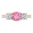 thumbnail image 1 of 1.97 ct Round Cut Simulated Pink Diamond Three-Stone Engagement Ring for Women in 18K Rose Gold, 1 of 5