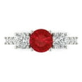 thumbnail image 1 of 1.97 ctw 3 Stone Anniversary Ring for Women | Round Cut Simulated Pink Tourmaline | Hyperallergenic Solid 18K White Gold, 1 of 5