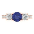 thumbnail image 1 of 1.97 ctw 3 Stone Anniversary Ring for Women | Round Cut Simulated Tanzanite | Hyperallergenic Solid 18K Rose Gold, 1 of 5