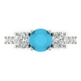 thumbnail image 1 of Clara Pucci 14K White Gold Solid Gold Turquoise Three-Stone Anniversary Ring for Women - 1.97 cttw Round Cut, 1 of 8