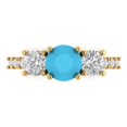 thumbnail image 1 of 1.97 ct Round Cut Simulated Turquoise Three-Stone Engagement Ring for Women in 18K Yellow Gold, 1 of 5