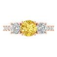 thumbnail image 1 of Clara Pucci 14K Rose Gold Solid Gold Yellow Three-Stone Anniversary Ring for Women - 1.97 cttw Round Cut, 1 of 8