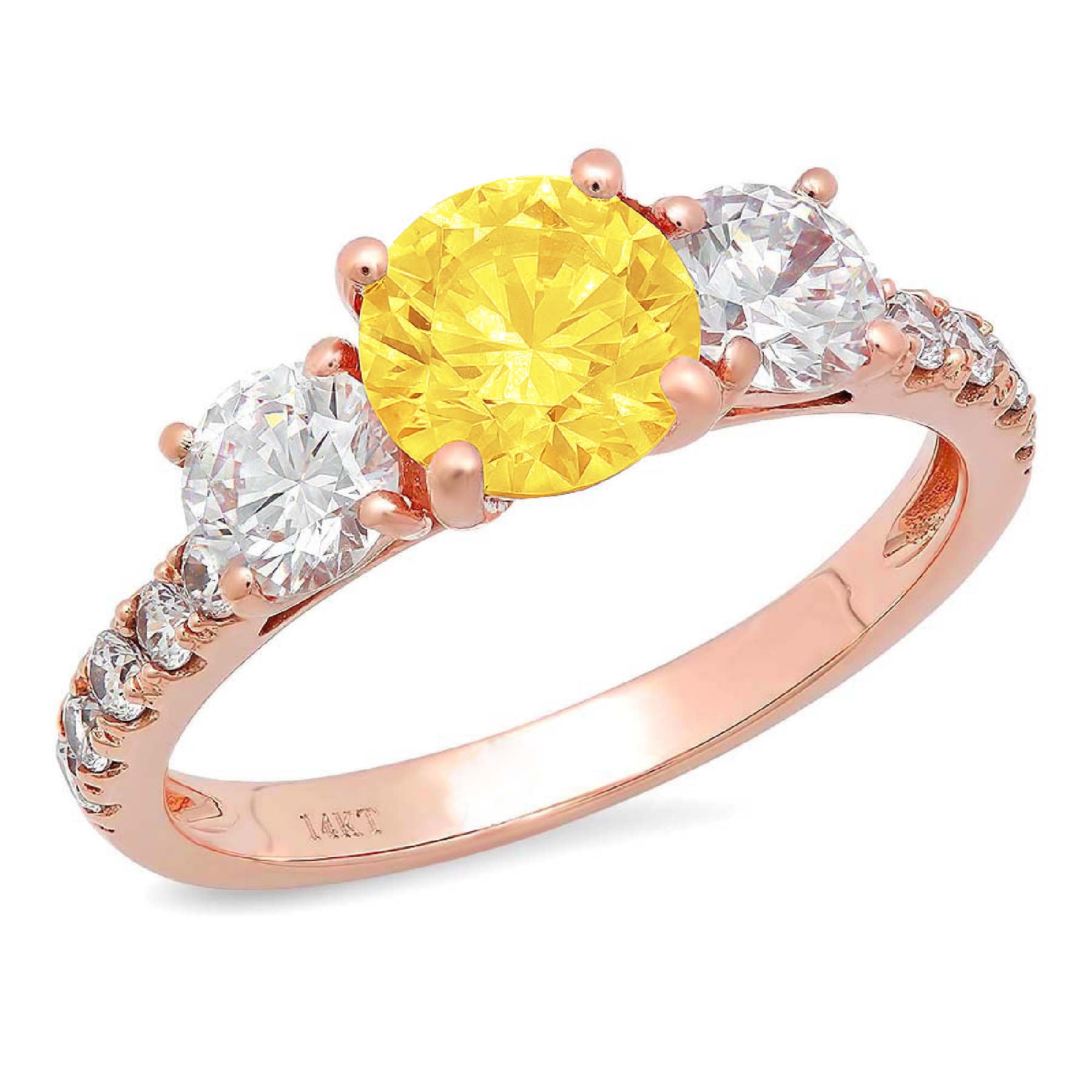 ct Round Cut Simulated Yellow Diamond Stone 14K Rose