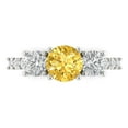 thumbnail image 1 of Clara Pucci 14K White Gold Solid Gold Yellow Three-Stone Anniversary Ring for Women - 1.97 cttw Round Cut, 1 of 8