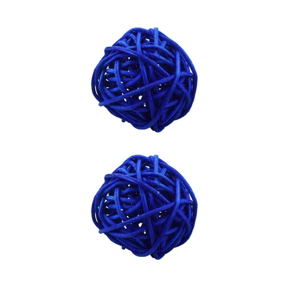 1.97 inch Handwoven Rattan Decorative Balls 2-Pack - Multicolor Vase Fillers, Christmas Ornaments & Cat Toys (Dark Blue)