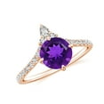 thumbnail image 1 of 1.98 CT Amethyst Moissanite Tiara Dainty Engagement Ring in Sterling Silver/ Rose Gold Plated Curved Wedding Band Ring February Birthstone, Birthday, Anniversary Jewelry, Ring Size 7, 1 of 4