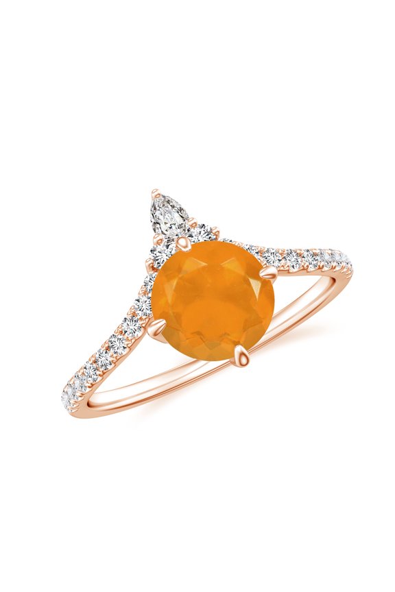 1.98 CT Fire Opal Moissanite Tiara Dainty Engagement Ring in Sterling Silver/ Rose Gold Plated Curved Wedding Band Ring October Birthstone, Birthday, Anniversary Jewelry, Ring Size 5