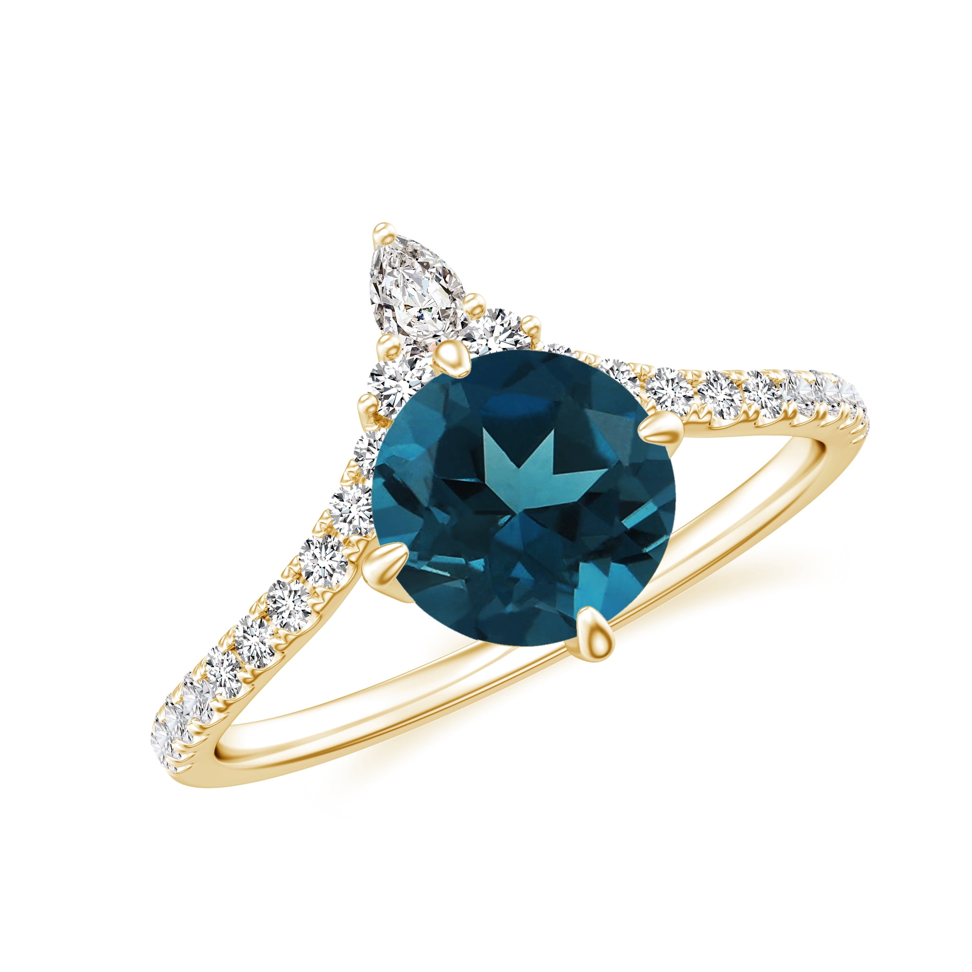 1.98 CT London Blue Topaz Moissanite Tiara Dainty Engagement Ring in ...
