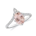 thumbnail image 1 of 1.98 CT Morganite Moissanite Tiara Dainty Engagement Ring in Sterling Silver/ White Gold Plated Oval Shaped Curved Wedding Band Ring Birthstone, Birthday, Anniversary Jewelry, Ring Size 6, 1 of 8