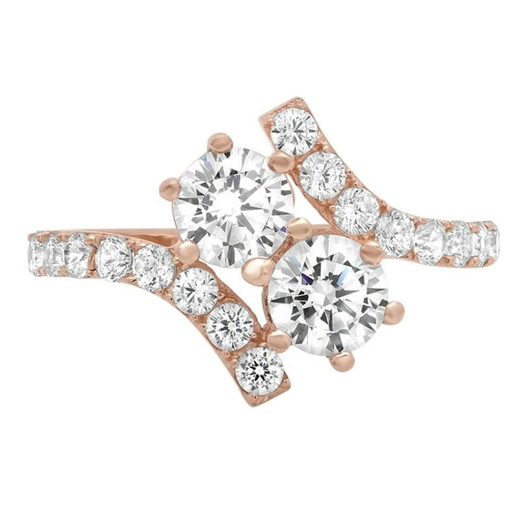 1.98 ct Brilliant Round Cut Genuine Cultured Diamond VS1-VS2 I-J 14K Rose Gold Promise Wedding Statement Engagement Designer Ring size 7