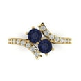 thumbnail image 1 of Solitaire with Accents Engagement Ring for Women - 1.48ct Simulated Blue Sapphire in 14K Yellow Gold Promise Ring, 1 of 6