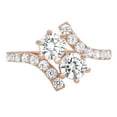 thumbnail image 1 of 1.98 ct Round Cut Genuine Cultured Diamond SI1-SI2 G-H 14K Rose Gold Promise Wedding Statement Engagement Designer Ring W/ Crystal side stones size 9.5, 1 of 6