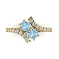 thumbnail image 1 of 1.98ct Round Cut Blue Crystal 14k Yellow Gold Engraving Statement Bridal Wedding Designer Ring Size 4, 1 of 5