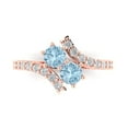 thumbnail image 1 of 1.98ct Round Cut Blue Crystal 18k Pink Rose Gold Engraving Statement Bridal Wedding Designer Ring Size 11, 1 of 5
