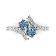 thumbnail image 1 of 1.98ct Round Cut Blue Moissanite 14k White Gold Engraving Statement Bridal Wedding Designer Ring Size 10, 1 of 5