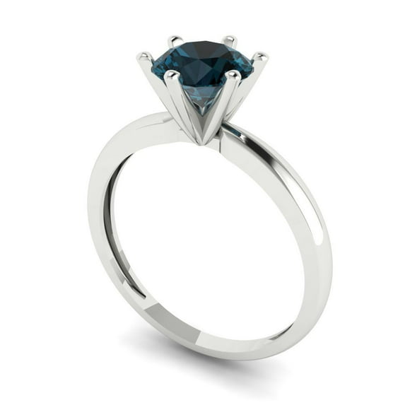 1.98ct Round Cut Blue Natural Sky Blue Topaz 14k Pink Rose Gold Engraving Statement Bridal Wedding Designer Ring Size 7.25