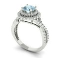 thumbnail image 1 of 1.98ct Round Cut Blue Crystal 18k Pink Rose Gold Engraving Statement Bridal Wedding Designer Ring Size 4.75, 1 of 7