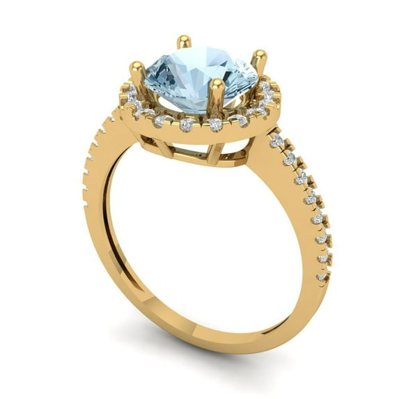 1.98ct Round Cut Blue Crystal 18k Pink Rose Gold Engraving Statement Bridal Wedding Designer Ring Size 7.75