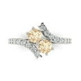 thumbnail image 1 of 1.98ct Round Cut Brown Natural Morganite 18k White Gold Engraving Statement Bridal Wedding Designer Ring Size 11, 1 of 5