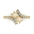 thumbnail image 1 of 1.98ct Round Cut Brown Natural Morganite 18k Yellow Gold Engraving Statement Bridal Wedding Designer Ring Size 7, 1 of 5