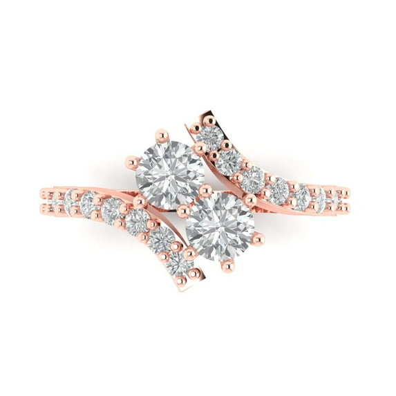 Clara Pucci 14K Rose Gold 1.48ct Moissanite Solitaire with Accents Ring