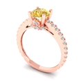 thumbnail image 1 of 1.98ct Round Cut White Sapphire 14k Pink Rose Gold Engraving Statement Bridal Wedding Designer Ring Size 4, 1 of 7