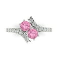 thumbnail image 1 of 1.98ct Round Cut Pink Crystal 14k White Gold Engraving Statement Bridal Wedding Designer Ring Size 5, 1 of 5