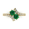 thumbnail image 1 of 1.98ct Round Cut Precious Gemstone Green Emerald Real 18k Yellow Gold Robotic Laser Engraving Everlasting Unique Art Deco Statement Bridal Wedding Designer Ring Size 4, 1 of 5