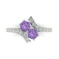 thumbnail image 1 of 1.98ct Round Cut Purple Alexandrite 18k White Gold Engraving Statement Bridal Wedding Designer Ring Size 5, 1 of 5