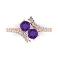 thumbnail image 1 of 1.98ct Round Cut Purple Natural Amethyst 14k Pink Rose Gold Engraving Statement Bridal Wedding Designer Ring Size 4.5, 1 of 5