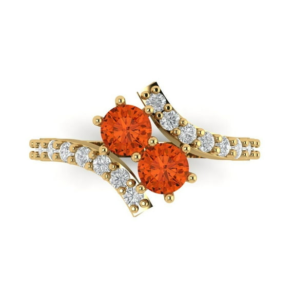 1.98ct Round Cut Red Crystal 14k Yellow Gold Engraving Statement Bridal Wedding Designer Ring Size 7.5