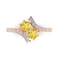 thumbnail image 1 of 1.98ct Round Cut Yellow Crystal 18k Pink Rose Gold Engraving Statement Bridal Wedding Designer Ring Size 6.5, 1 of 5