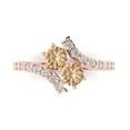 thumbnail image 1 of 1.98ct Round Cut Yellow Moissanite 18k Pink Rose Gold Engraving Statement Bridal Wedding Designer Ring Size 9, 1 of 5
