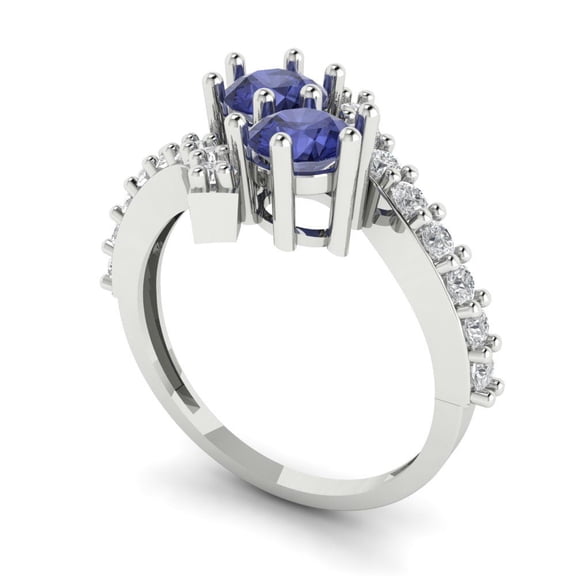 1.98ct round cut blue tanzanite 14k white gold Bridal Wedding Engagement Promise Anniversary Ring for Women size 4.25