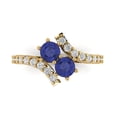 thumbnail image 1 of Clara Pucci 14K Yellow Gold Solid Gold Tanzanite Solitaire with Accents Anniversary Ring for Women - 1.48 cttw Round Cut, 1 of 8