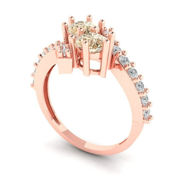 1.98ct round cut brown natural morganite 18k rose gold Bridal Wedding Engagement Promise Anniversary Ring for Women size 6.25