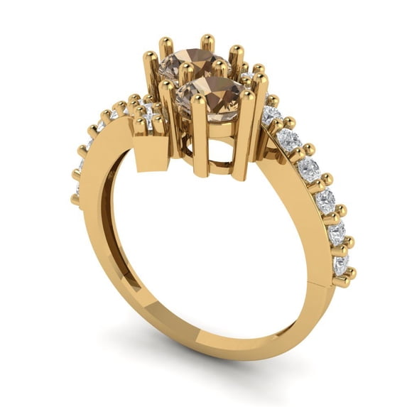 1.98ct round cut champagne Zircon 18k yellow gold Bridal Wedding Engagement Promise Anniversary Ring for Women size 4.5
