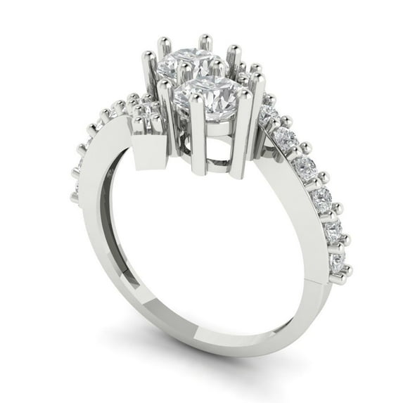 1.98ct round cut clear moissanite 18k white gold Bridal Wedding Engagement Promise Anniversary Ring for Women size 5