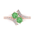 thumbnail image 1 of Clara Pucci 14K Rose Gold Solid Gold Green Solitaire with Accents Anniversary Ring for Women - 1.48 cttw Round Cut, 1 of 8