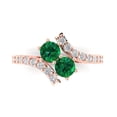 thumbnail image 1 of Clara Pucci 14K Rose Gold Solid Gold Emerald Solitaire with Accents Anniversary Ring for Women - 1.48 cttw Round Cut, 1 of 8