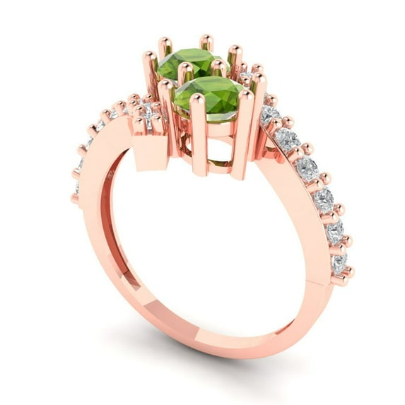 1.98ct round cut green natural peridot 18k rose gold Bridal Wedding Engagement Promise Anniversary Ring for Women size 8.5