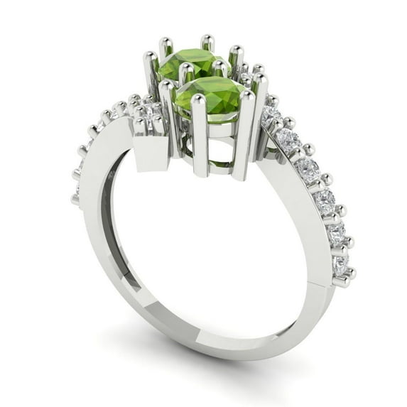 1.98ct round cut green natural peridot 18k white gold Bridal Wedding Engagement Promise Anniversary Ring for Women size 8.75